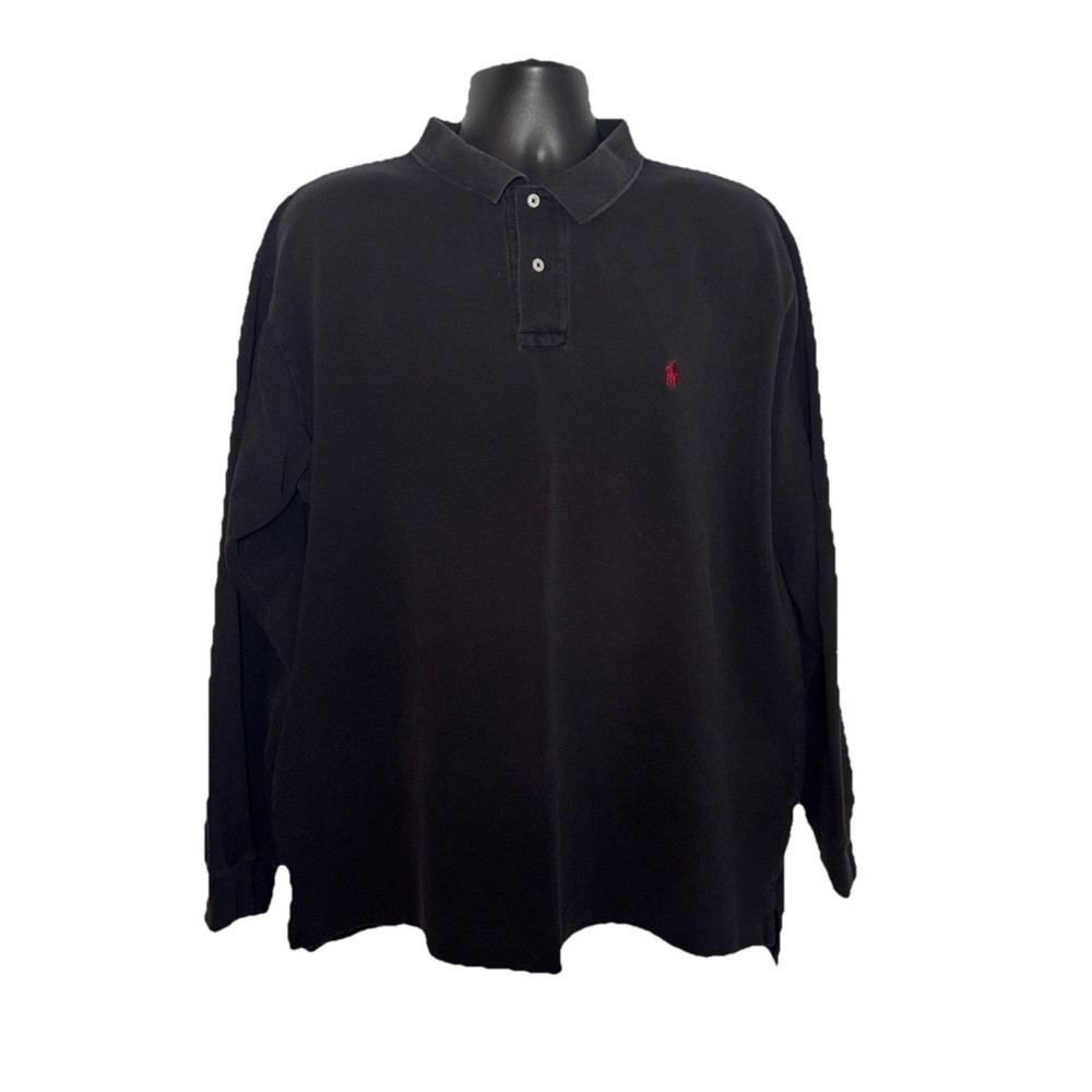 Polo Ralph Lauren Shirt Mens Sz 2XL Navy Blue Long Sleeve Polo Color Pony